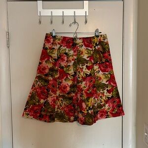 Christopher & Banks Floral A-Line Skirt - Pink and Green